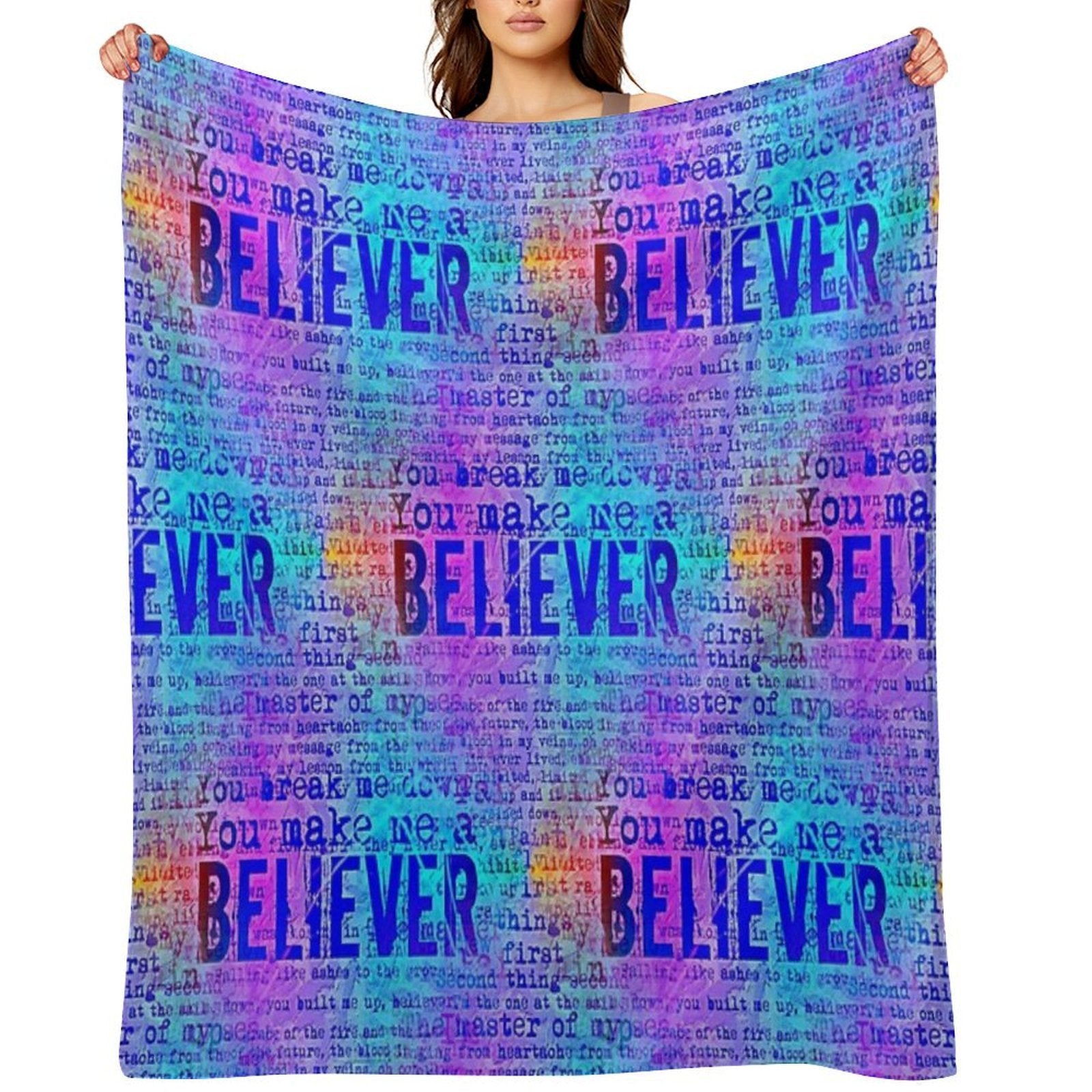 Believer -  Neon Rainbow Versatility Throw Blanket