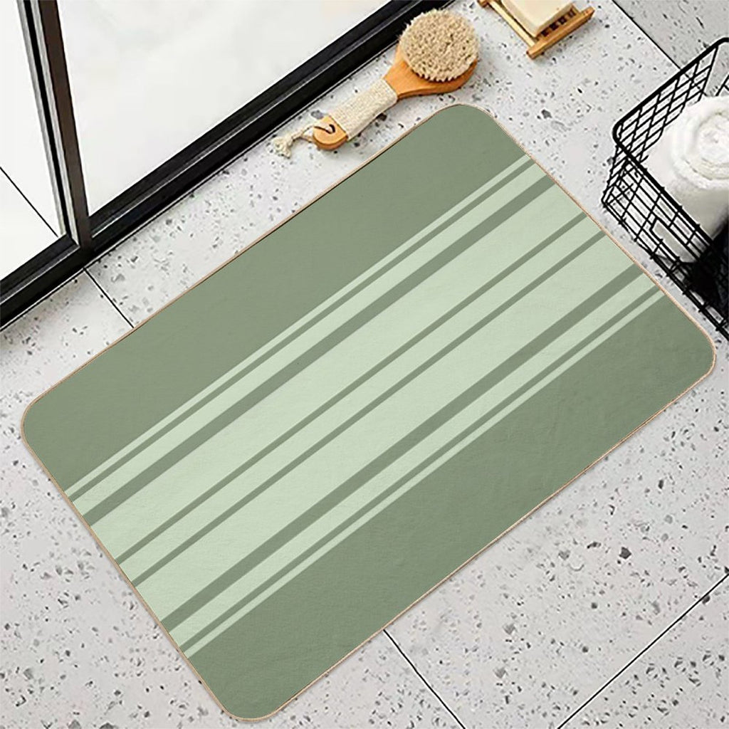 Simple Horizontal Stripes Design - Green  High-Traffic Bath Mat