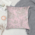 French Country Pink Toile Soft Reinforced Edging Throw Pillow