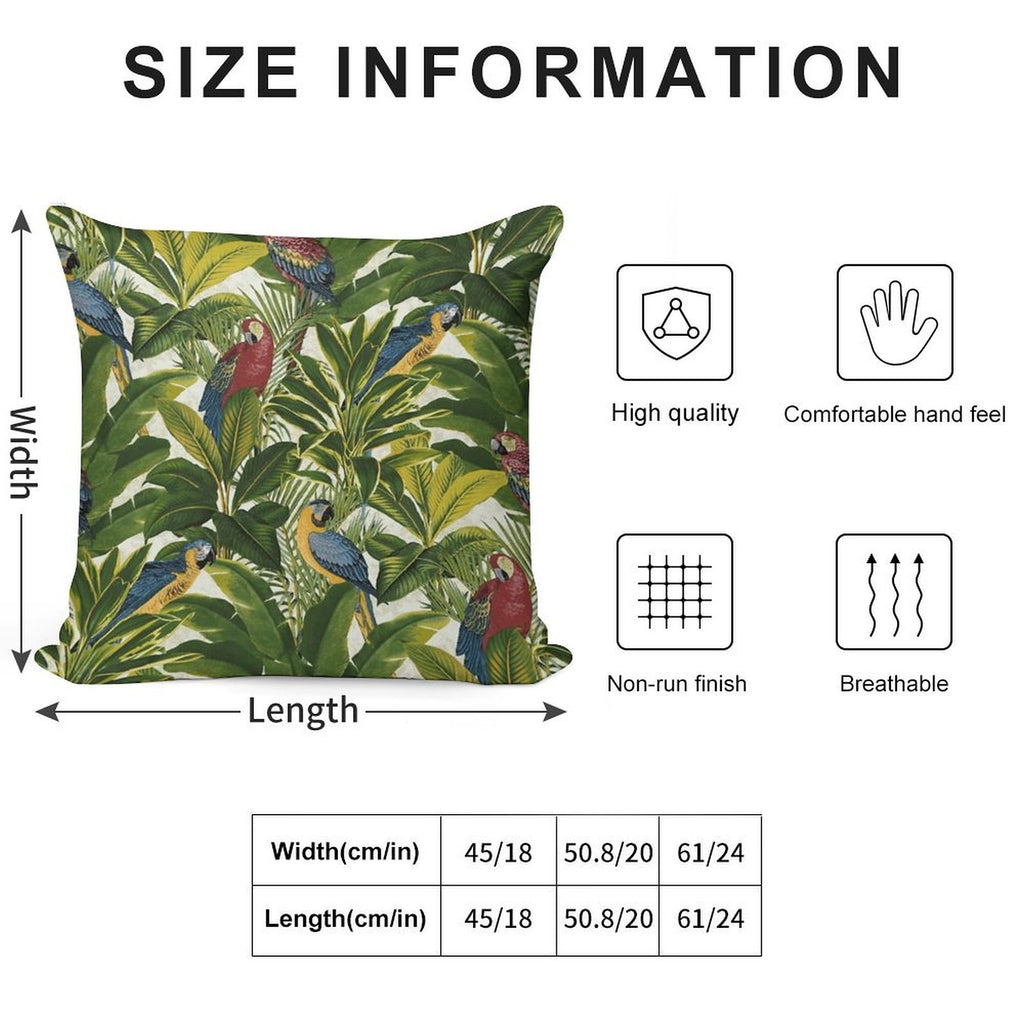 Jungle Parrot Pattern Soft Skin-Friendly Throw Pillow