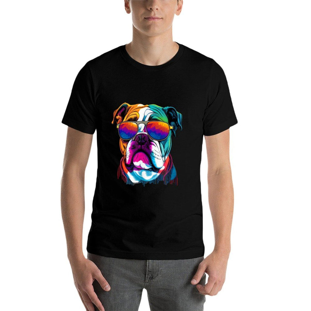 Funny Multicolor English Bulldog Face  Versatile T-Shirt