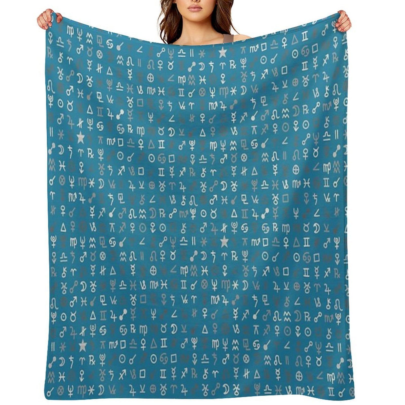 Astrology Symbols And Signs Blue Pattern Quick-dry Throw Blanket