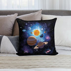 Solar System Soft Hidden Zipper Throw Pillow