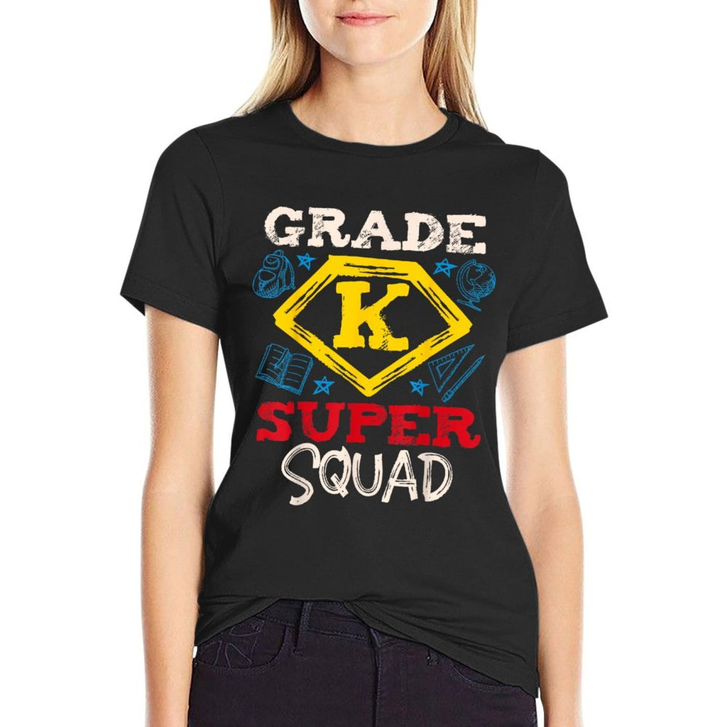 Grade K Super Squad Superhero Kindergarten Teacher Team Men Women Girls Kids  Breathable T-Shirt