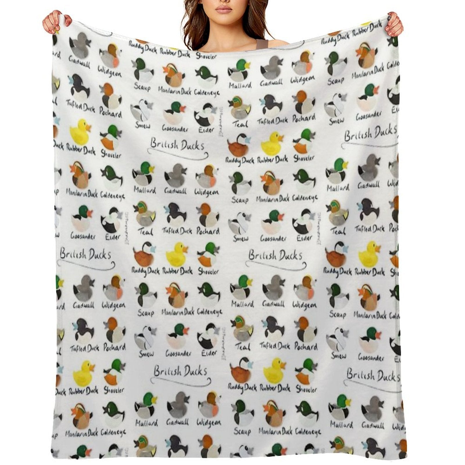 Guide to British Ducks Shrink-resistant Throw Blanket