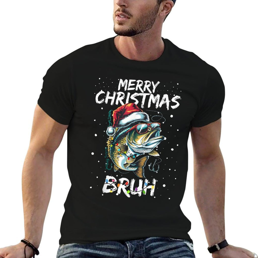 Merry Fishmas Santa Fishing Lovers Funny Fisherman Christmas  Summer-ready Fabric T-Shirt