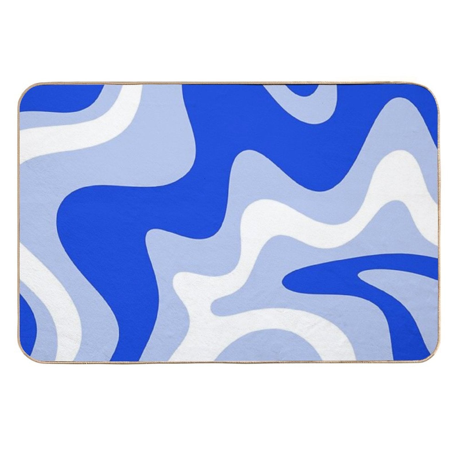Retro Liquid Swirl Abstract Pattern Square in Royal Blue, Light Blue, And White  Eco-Friendly Bath Mat
