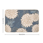 Floral Aesthetic in Navy, Ivory And Gold Durable Bath Mat
