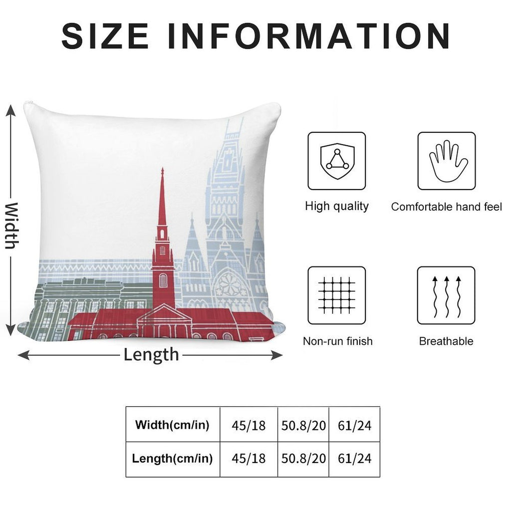 Harvard Skyline Poster Soft Bedroom Essential Throw Pillow