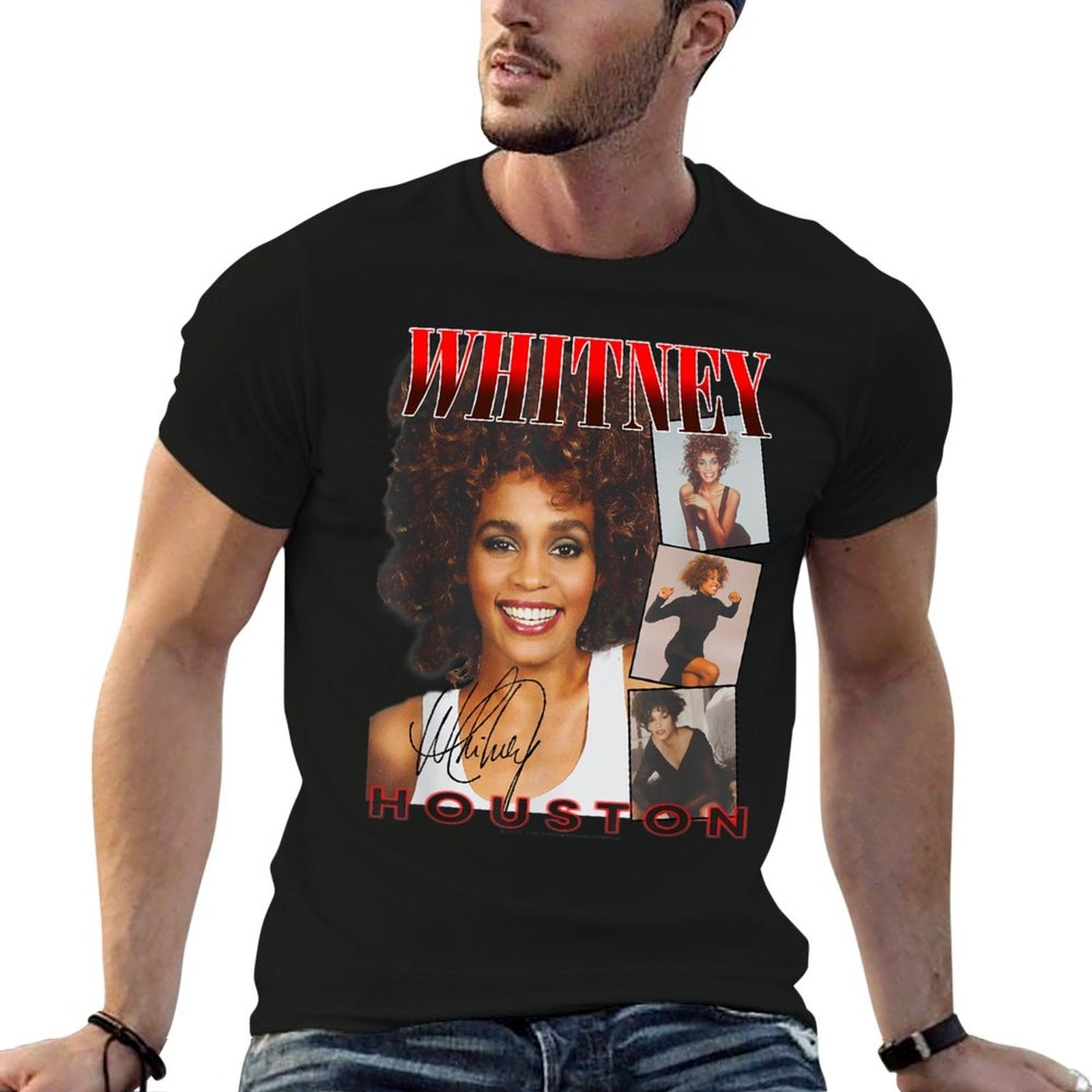 Whitney Houston Face Photos Comfortable T-Shirt