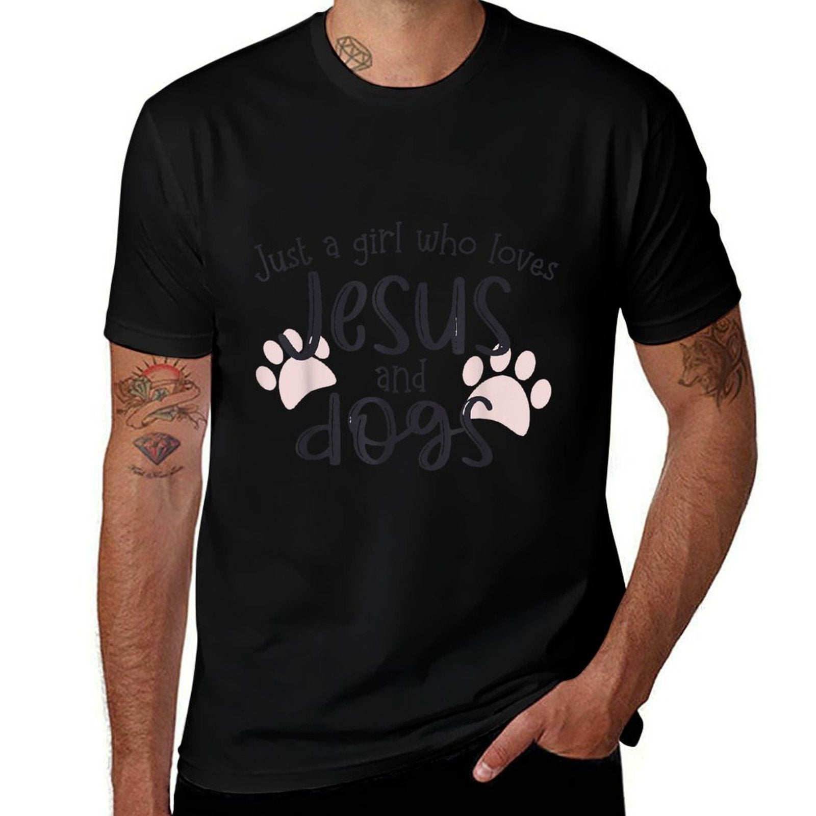 Just A Girl Who Loves Jesus And Dogs  Fade-proof Color T-Shirt