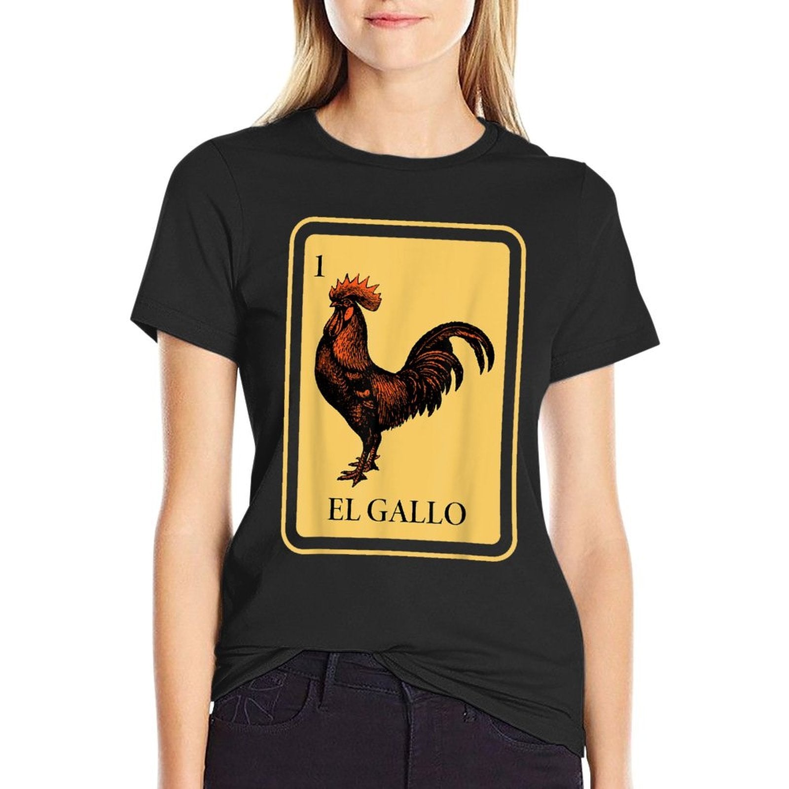 Mexican El Gallo Bingo Card Game Traditional Rooster  Polyester Blend T-Shirt