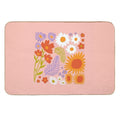Retro Squared Flowers  Stain-Proof Bath Mat