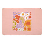 Retro Squared Flowers  Stain-Proof Bath Mat