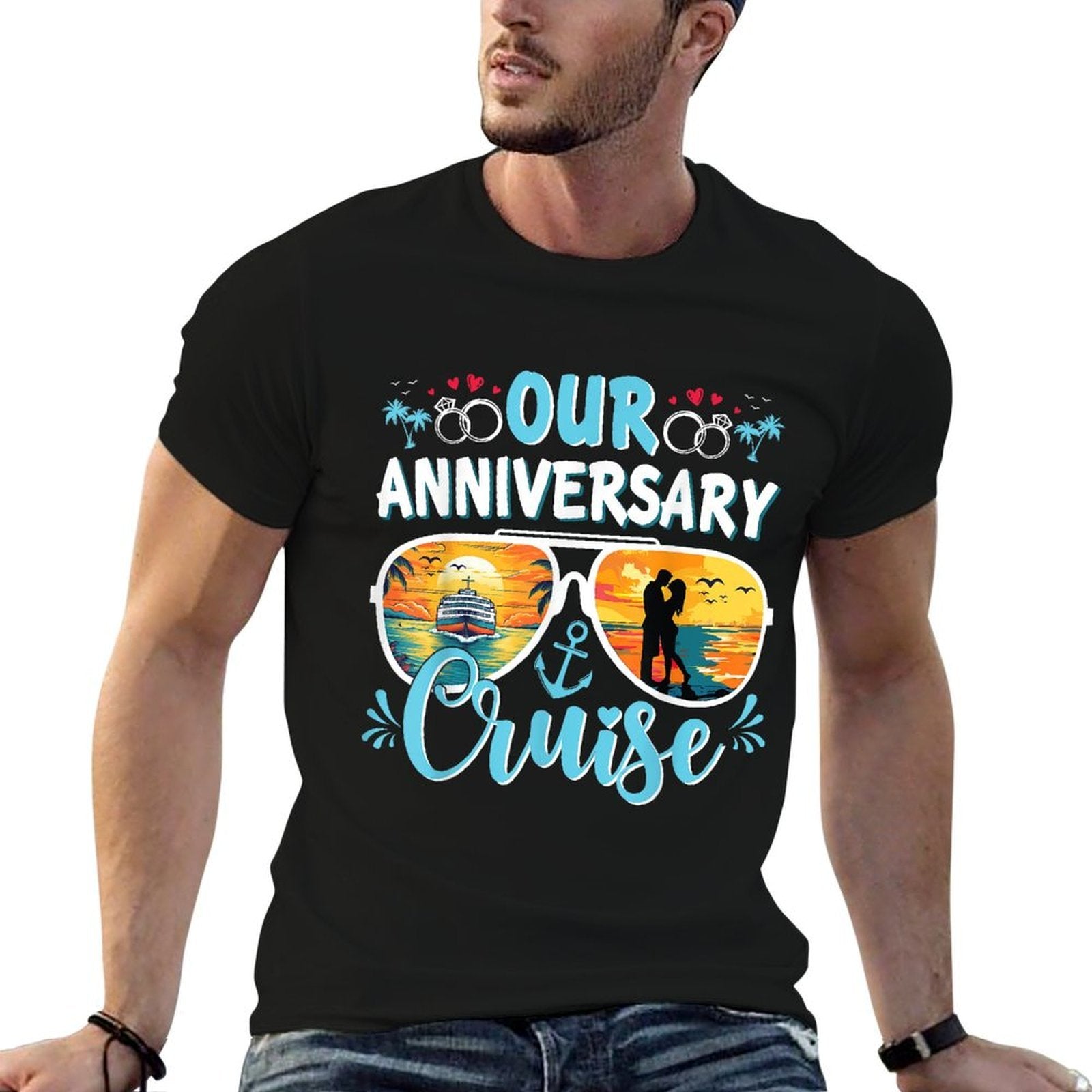 Our Anniversary Cruise Husband Wife Couples Cruise Vacation  Moisture-wicking T-Shirt