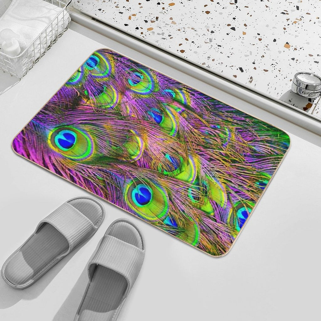 Beautiful Vivid Peacock Feathers  High-Traffic Bath Mat