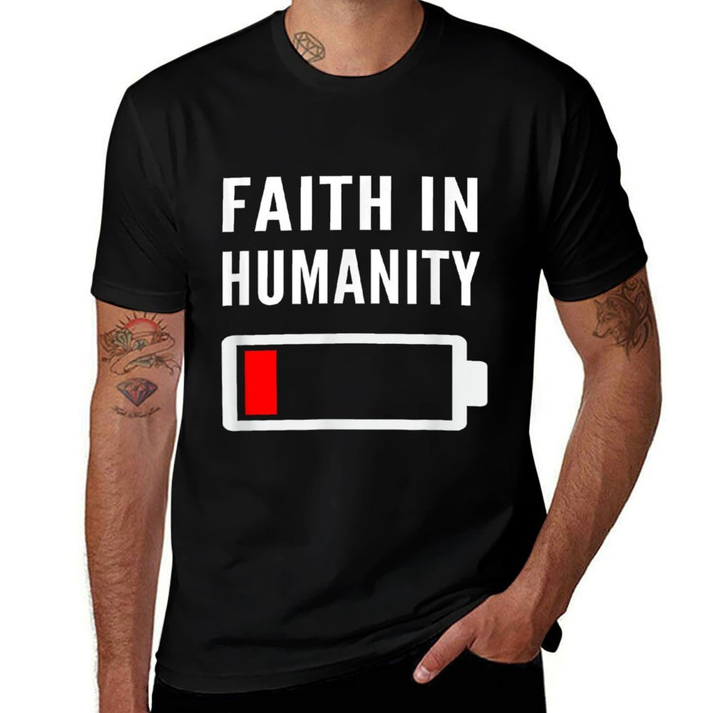 Faith in Humanity Low Battery Pessimistic News Meme Design  Stretchy T-Shirt