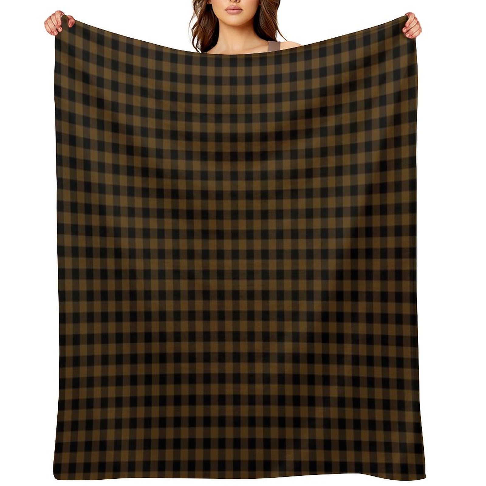 Brown Lumberjack Plaid Print Sustainable Throw Blanket