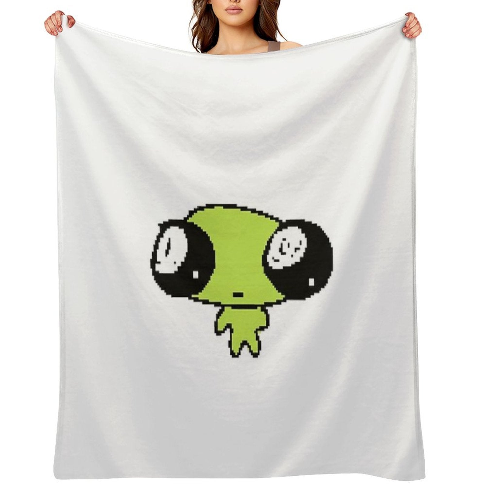 Cute Pixel Art Alien Premium Throw Blanket