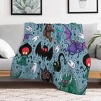 Cryptids Night Light Blue Eco-conscious Throw Blanket