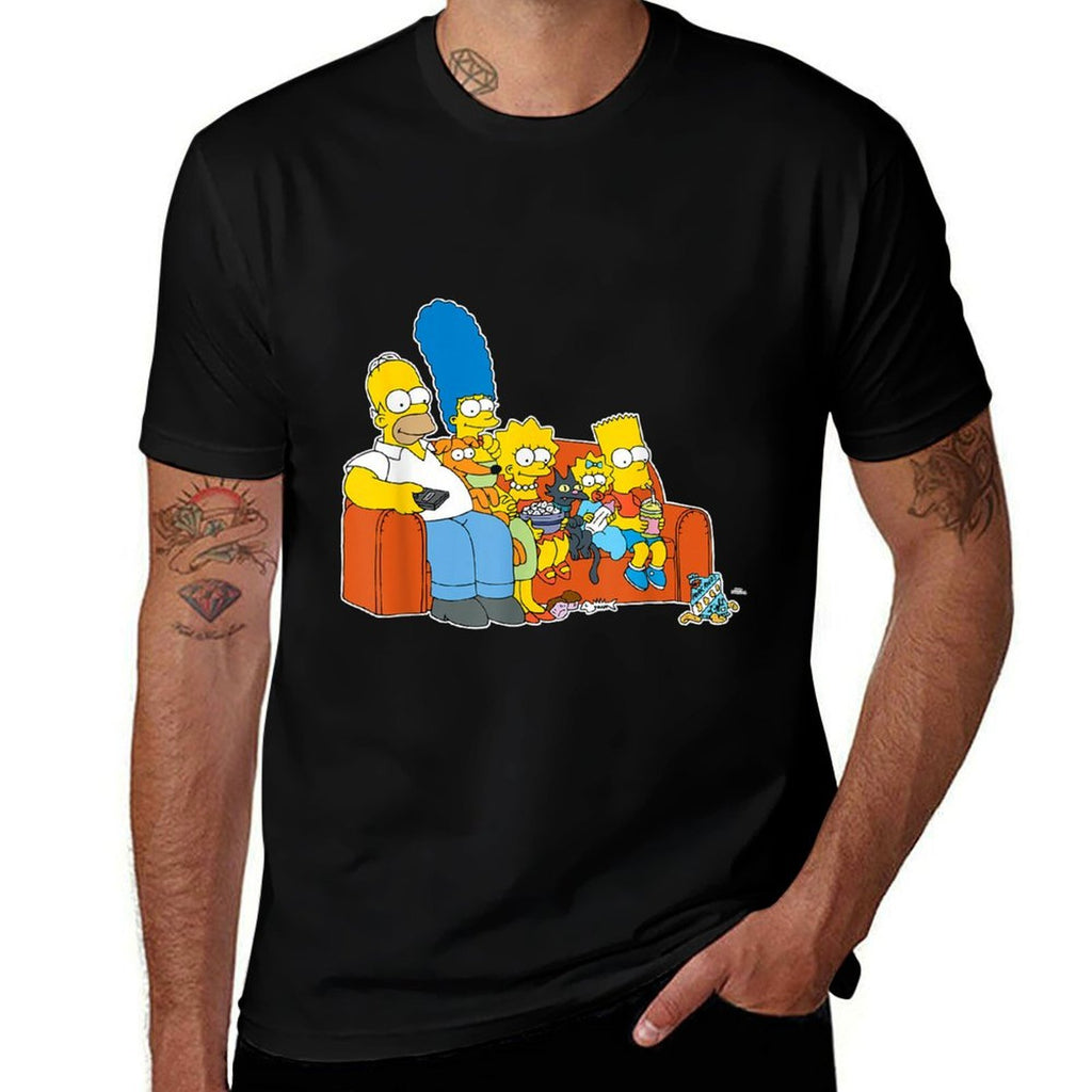 The Simpsons Homer Marge Maggie Bart Lisa Simpson Couch  Fade-proof Color T-Shirt