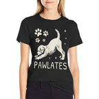 Pawlates Dog Stretching Workout Fitness Pilates Cute Puppy  Stretchy T-Shirt