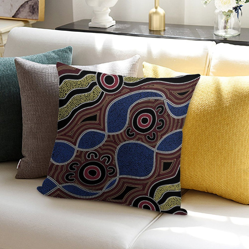 Authentic Aboriginal Art - Dots Soft Skin-Friendly Throw Pillow