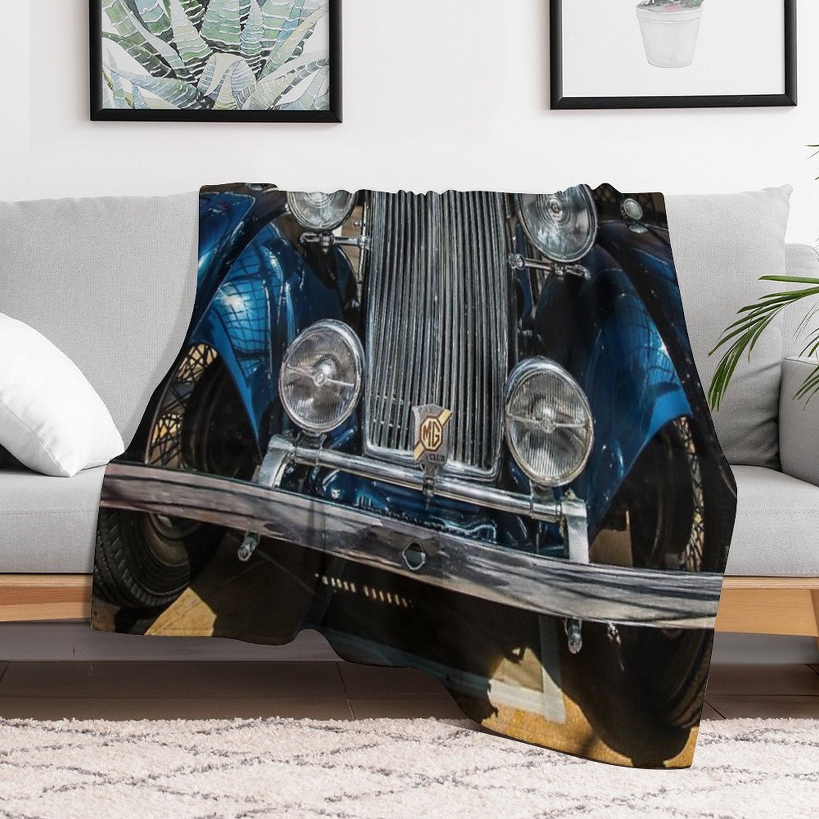 MG Vintage Car 1939 Shrink-resistant Throw Blanket