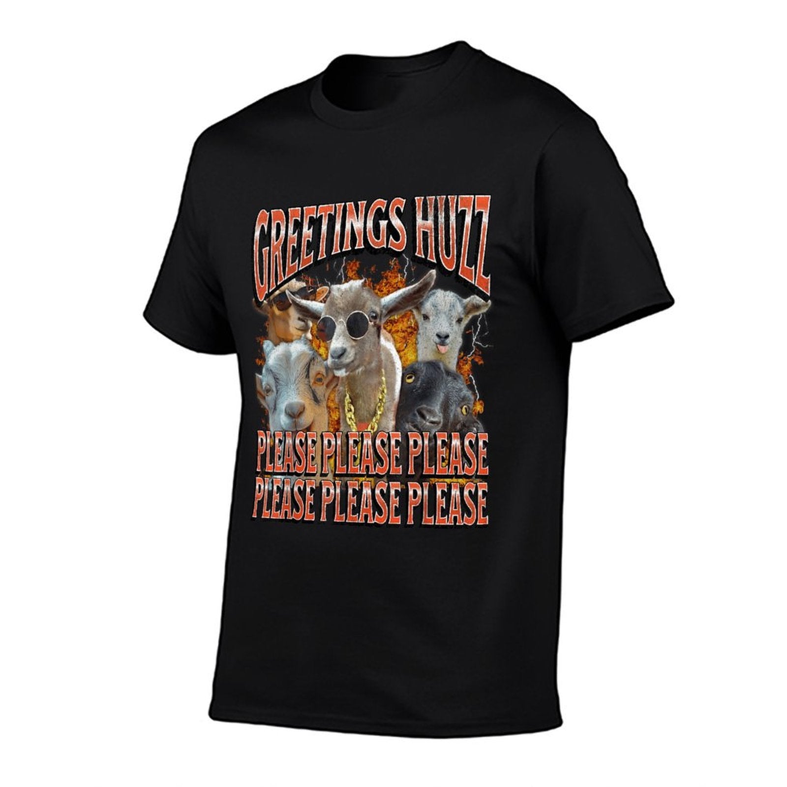 Greetings Huzz Funny Goat Adult Humor Meme Bootleg  High-quality Stitching T-Shirt