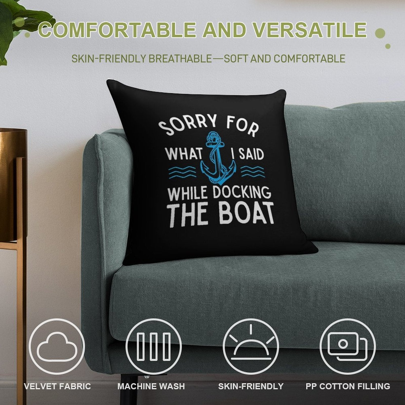 Sorry for What I Said While Docking The Boat Hilarious Sailing Boating Lover Gifts Soft Home Decor Throw Pillow