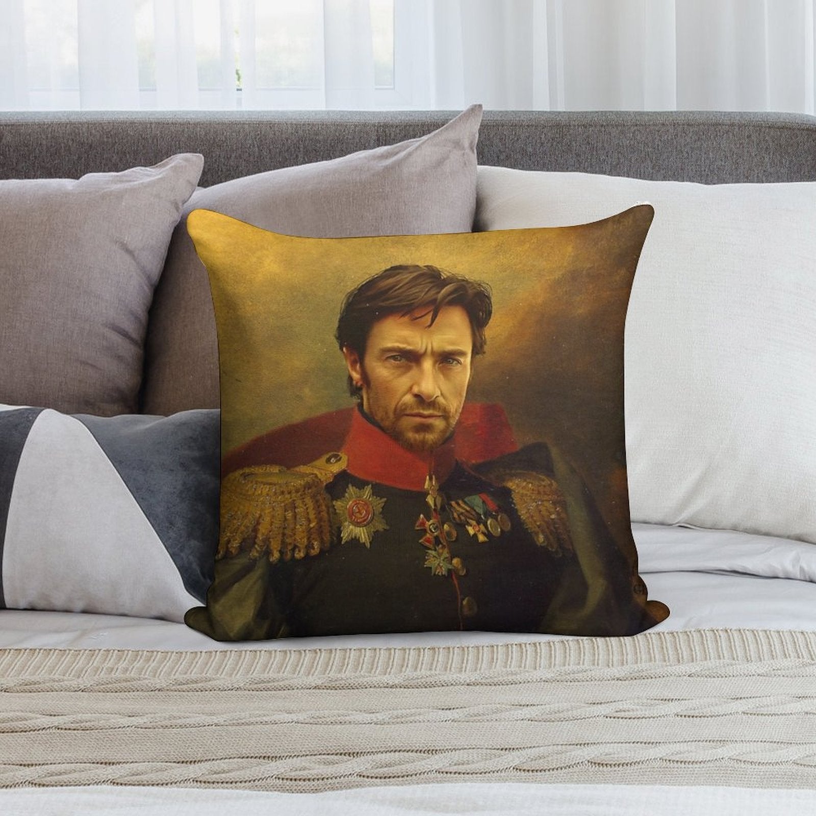 Hugh Jackman - Replaceface Soft Easy Maintenance Throw Pillow