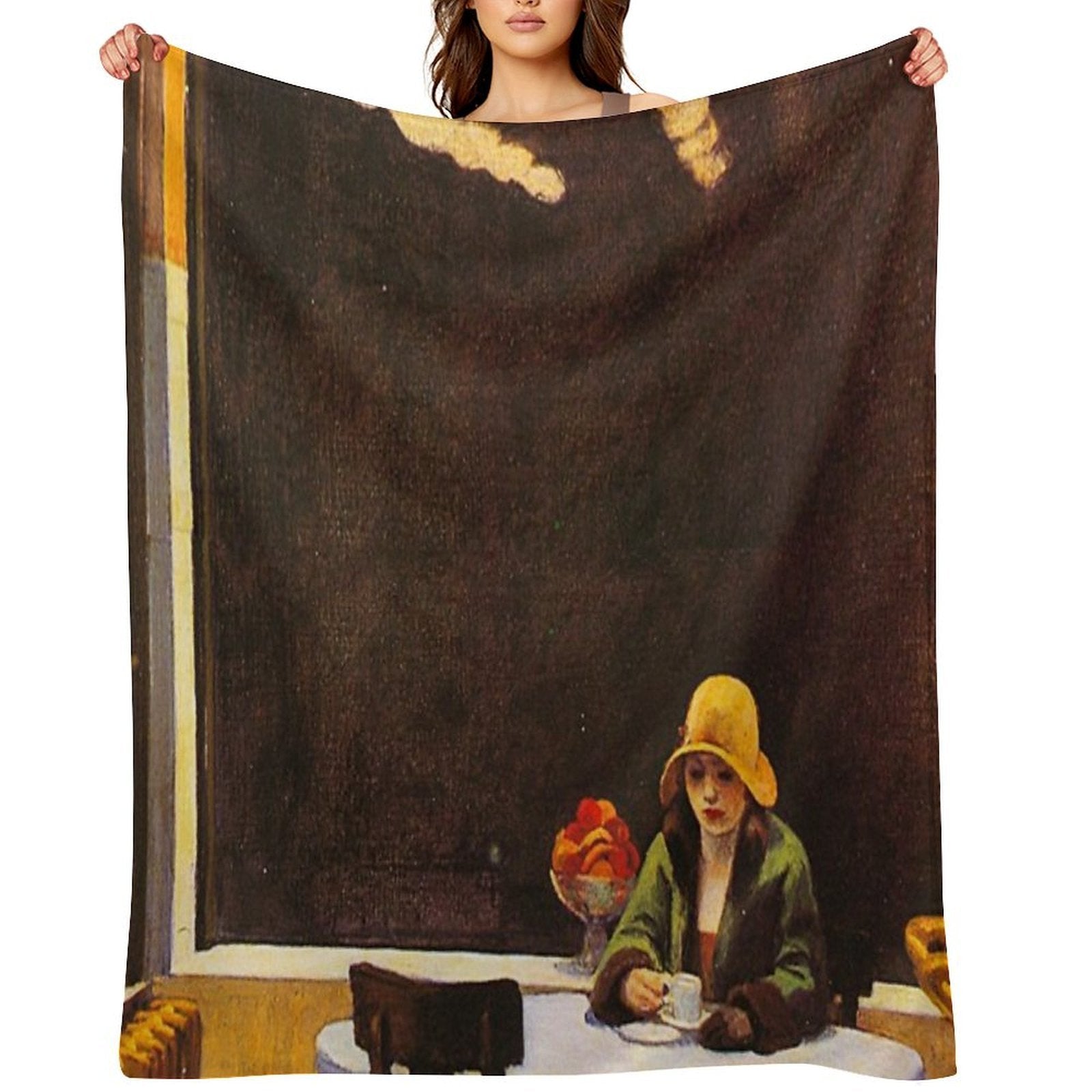 Vintage Edward Hopper Automat Wrinkle-free Throw Blanket