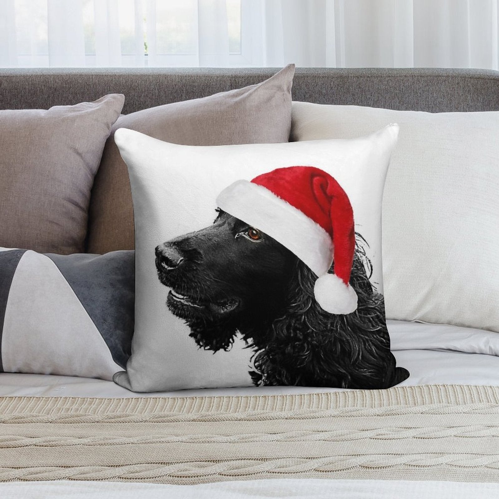 Merry Christmas Cocker Soft Washable Throw Pillow