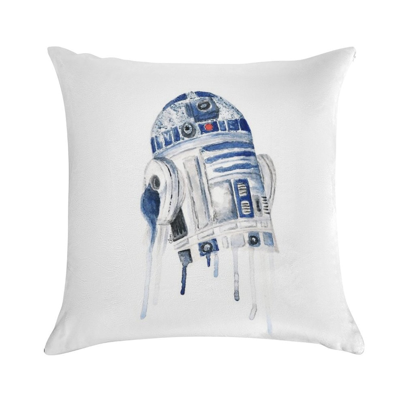 Star Wars Watercolour R2D2, Retro Droid Soft Hidden Zipper Throw Pillow