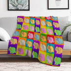 Lop Rabbit, Popart, Holland Lop, Mini Lop, French Lop, Retro, 70s, Original Art, Cute Bunny, 4H, Rabbits, Farm Animals Eco-conscious Throw Blanket