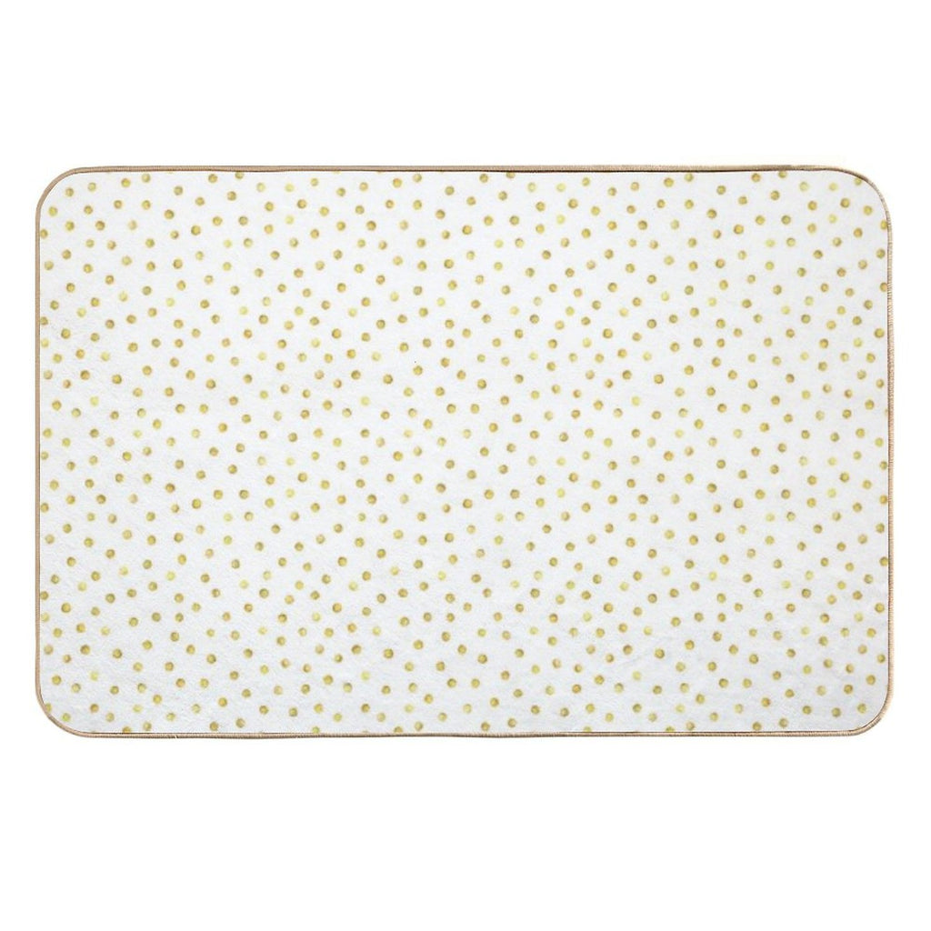 I Like Gold  Handpainted White + Gold Dots (Print Only)  Easy To Clean Bath Mat