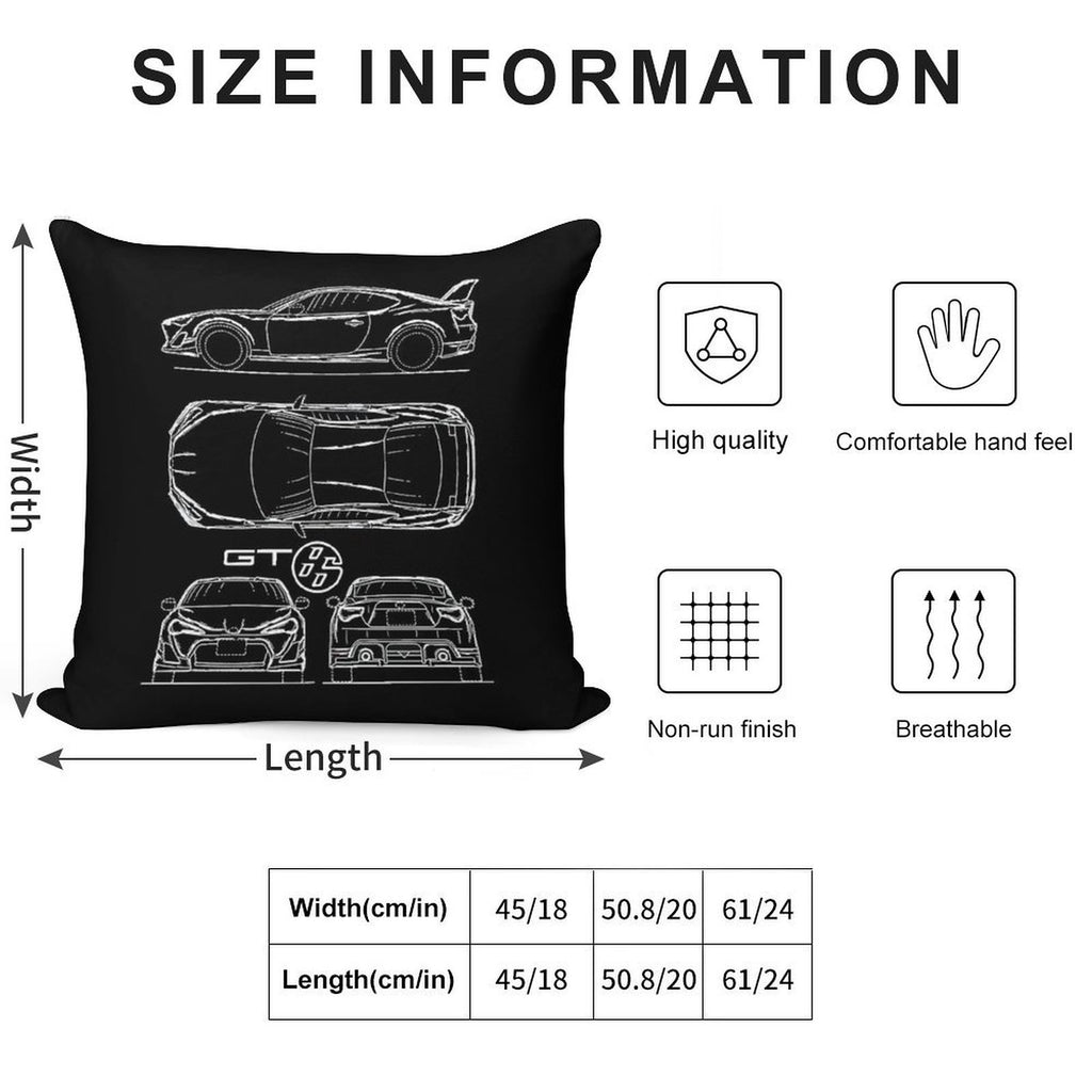The GT86 Blueprint Soft Multiple Sizes Throw Pillow