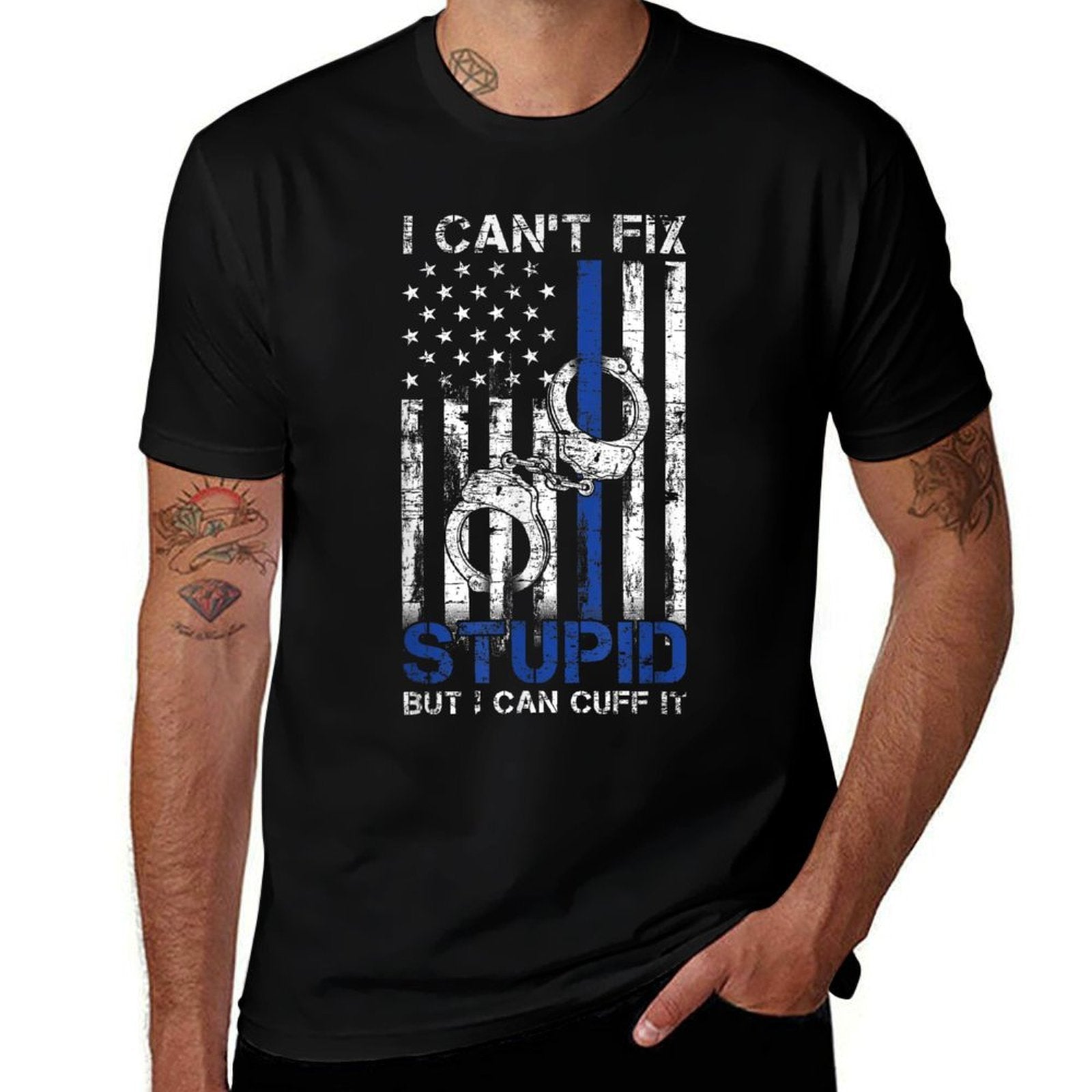Funny Police Officer Gift Law Enforcement Police  Slim-fit Cut T-Shirt