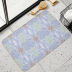 Abstract Floral Tiles Pattern Light Background  Easy To Clean Bath Mat