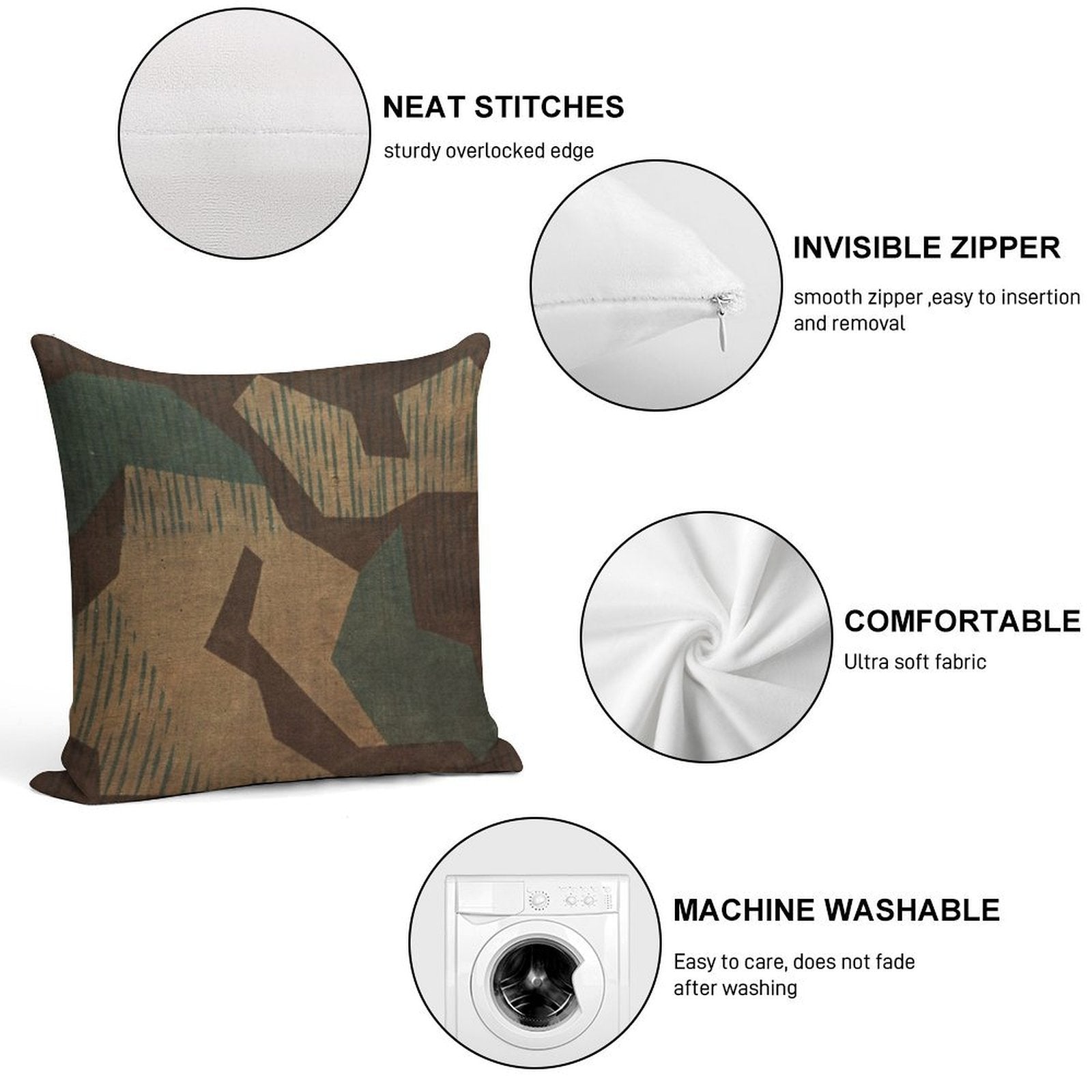 Splintertarn German Ww2 Camouflage (Version 2) Soft Decorative Cover Throw Pillow