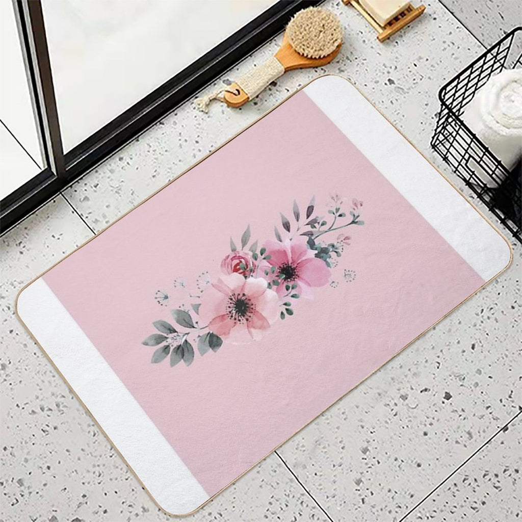 Pink Flower  Absorbent Bath Mat