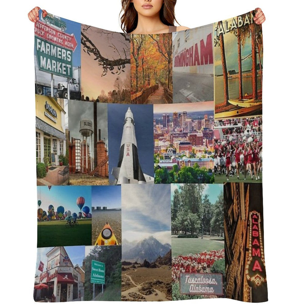 Alamabma Aesthetic Collage Shrink-resistant Throw Blanket