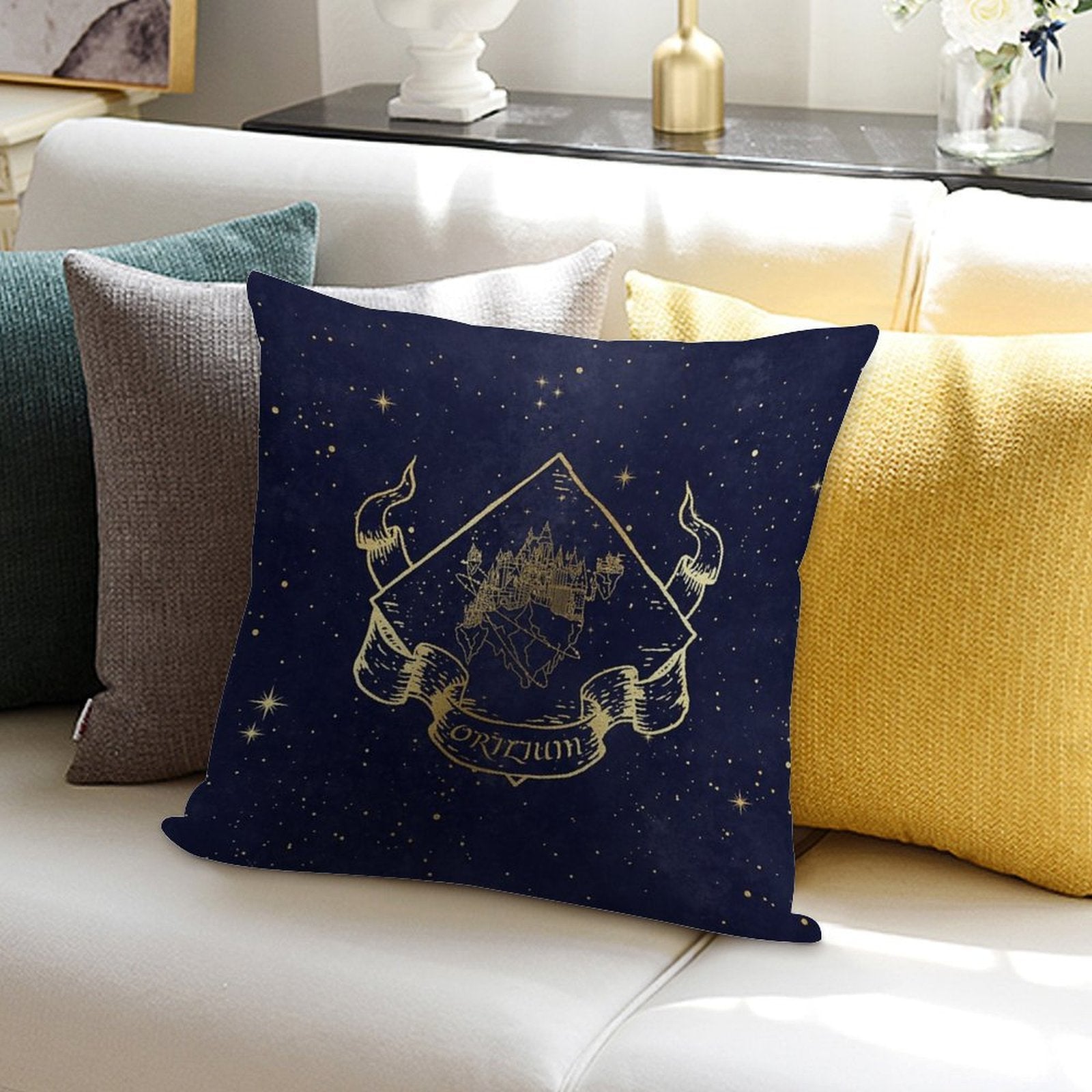 Orilium in Blue Soft Easy Maintenance Throw Pillow