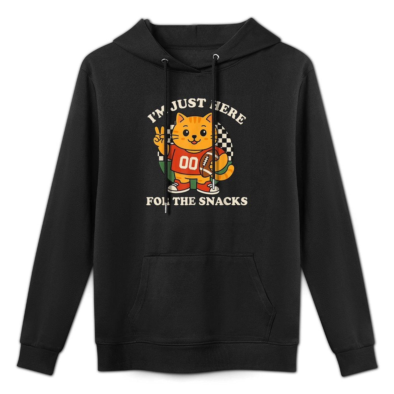 Im Just Here for The Snacks Football Sports Meme Cat Men Women Kids Medium-Weight Fabric Hoodie