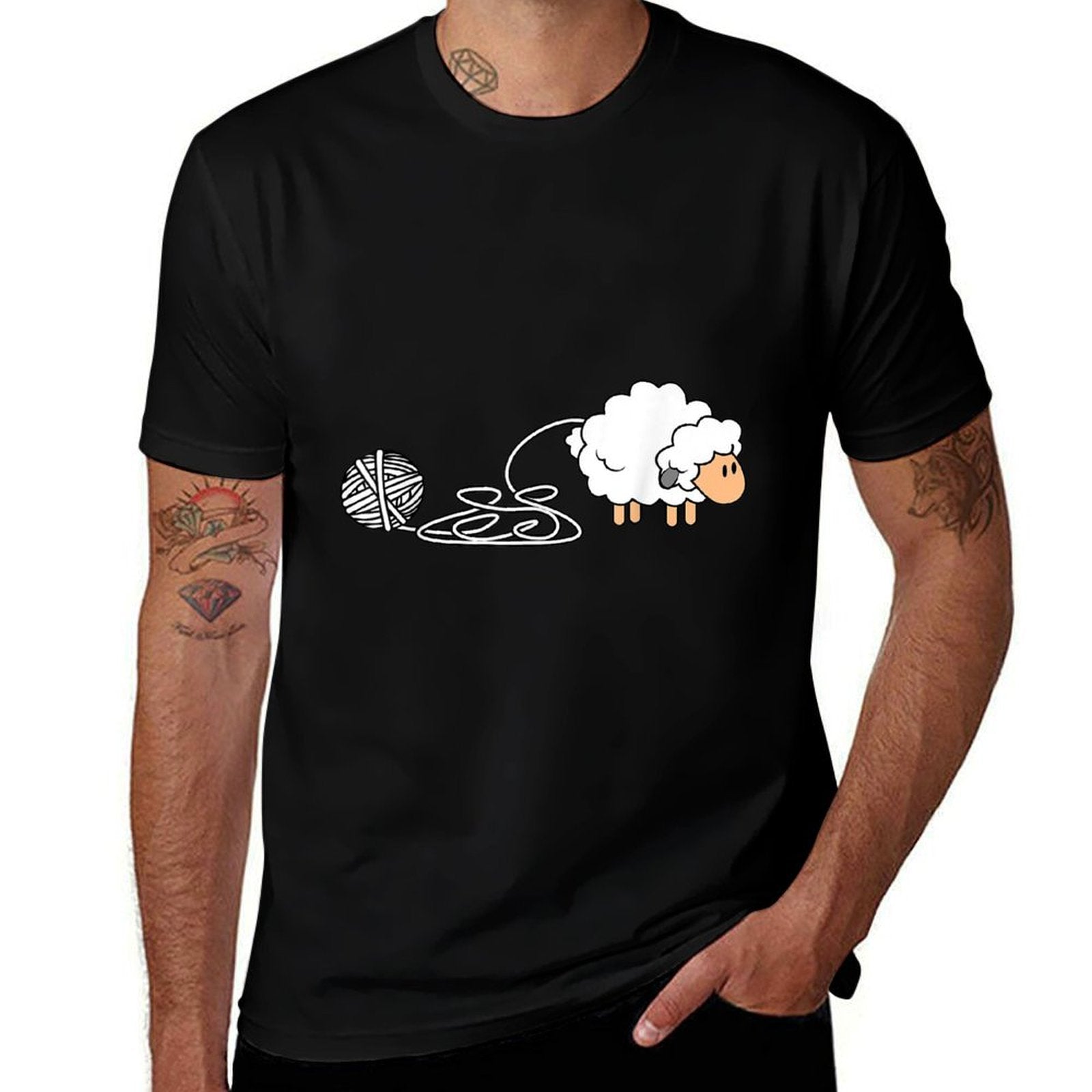Knitting Crocheting Sheep Knitter Yarn Needle  Easy-care T-Shirt