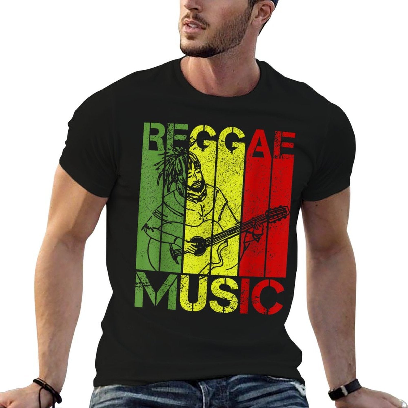 Reggae Music Jamaica Guitar Rastafari Rasta Gift  Quick-drying T-Shirt