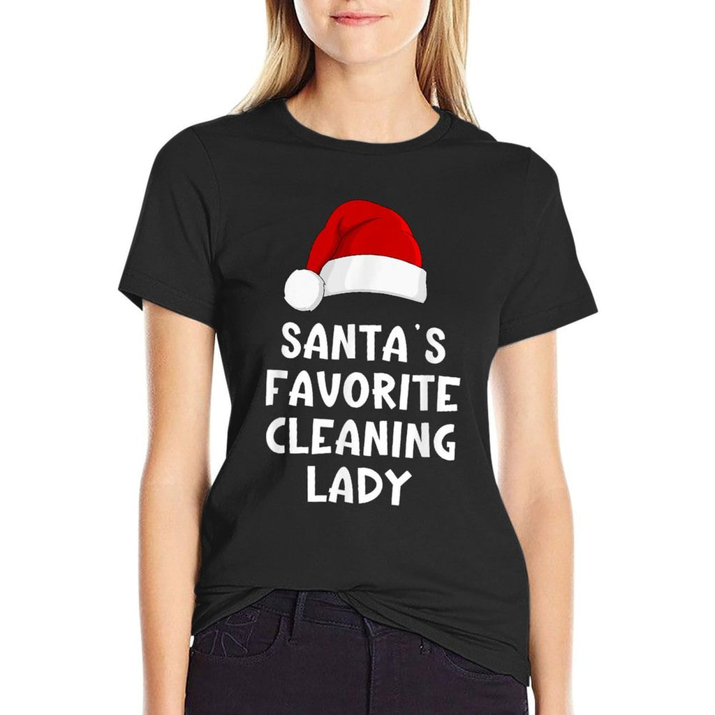 Christmas Santas Favorite Cleaning Lady Funny Xmas Pajama  Oversized Silhouette T-Shirt