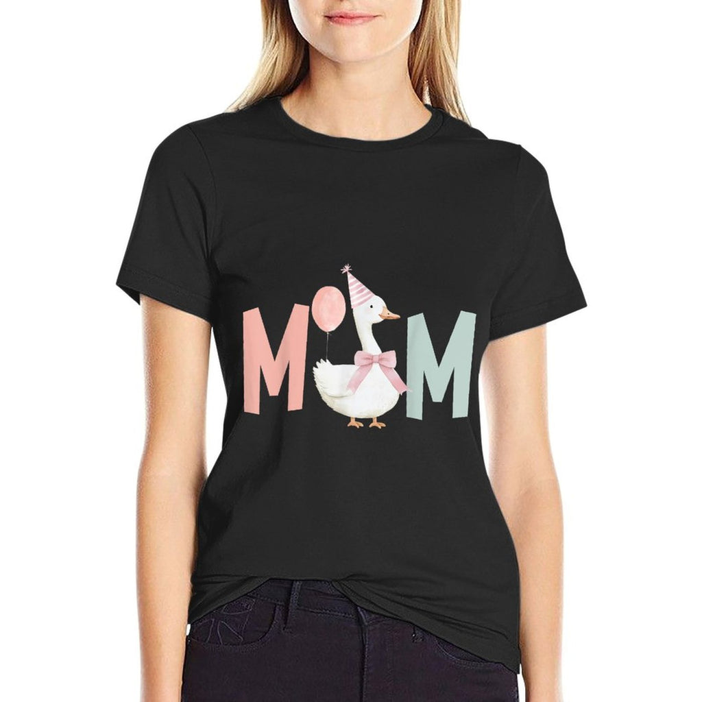 One Silly Goose Mom 1st First Birthday Family Matching Party  Heathered Texture T-Shirt