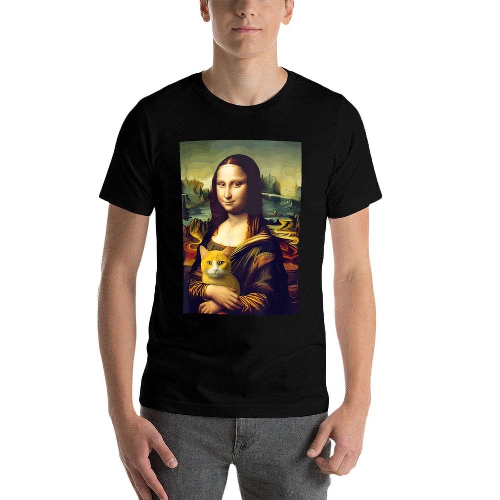 Leonardo Da Vincis Mona Lisa Holding A Cat Funny Art for Men Women Girls Kids  Quick-drying T-Shirt