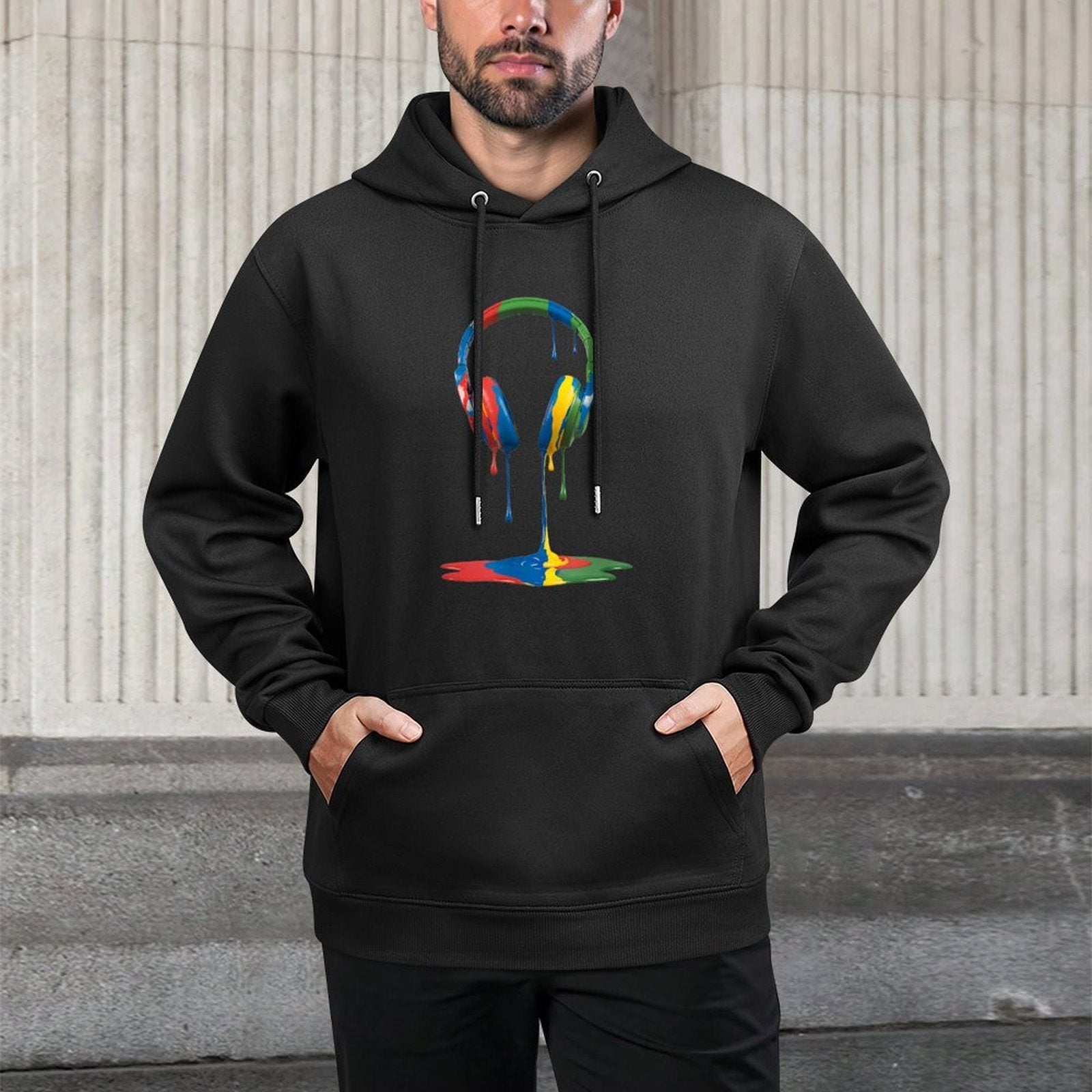 Gamer Headphones Paint Drip Music Lover Layering Staple Hoodie